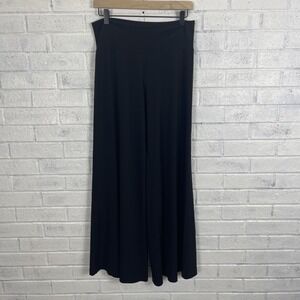 Clara Sun Woo Black Jersey Wide Leg Pants Womens Size L Stretch Lagenlook